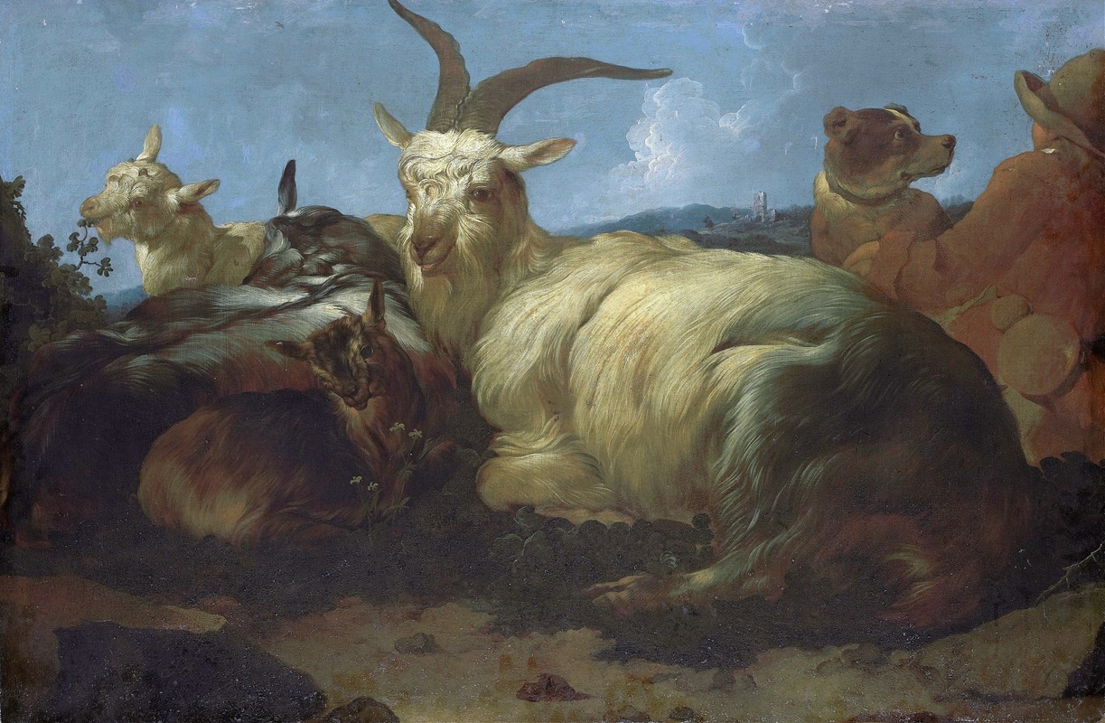A Goatherd Watching his Animals by Иоганн Мельхиор Роос, 1683 — digital art print download
