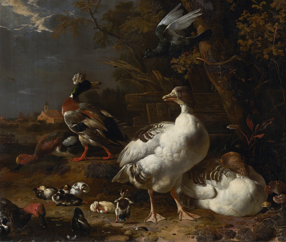 Geese and Ducks by Melchior d'Hondecoeter, c. 1680 — digital art print download