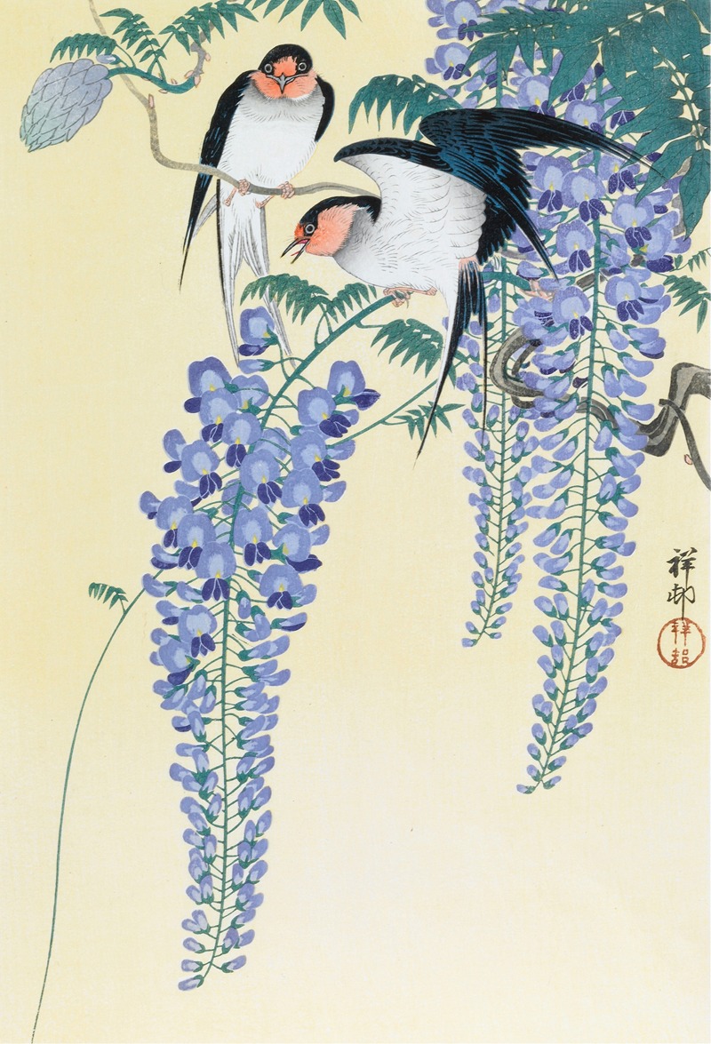 Swallows and Wisteria by Охара Косон — digital art print download