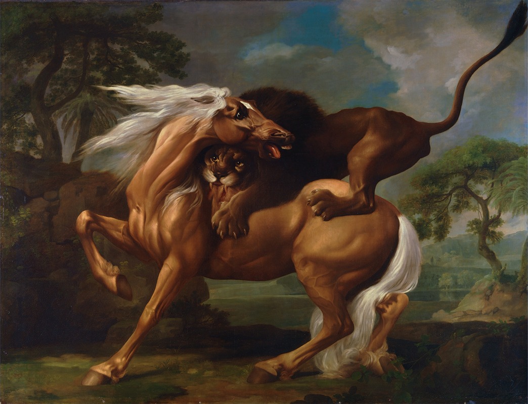 A Lion Attacking a Horse by George Stubbs, 1762 — digital art print download