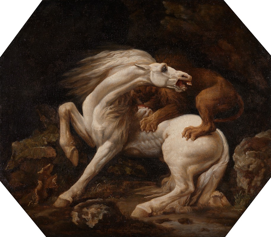 Horse Attacked by a Lion by Джордж Стуббс — digital art print download