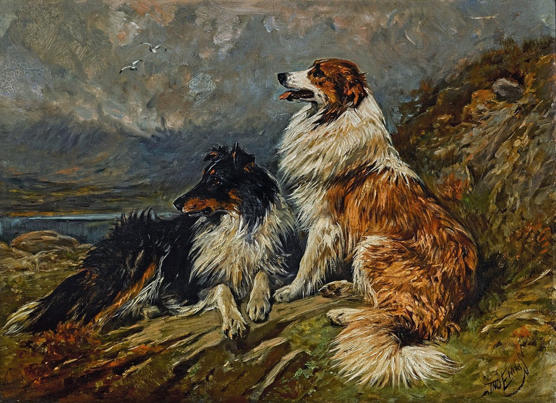COLLIES ON THE MOOR by Джон Эмс — digital art print download