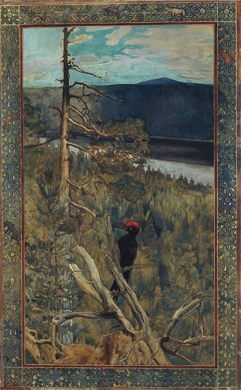 The Great Black Woodpecker by Аксели Галлен-Каллела, 1893 — digital art print download