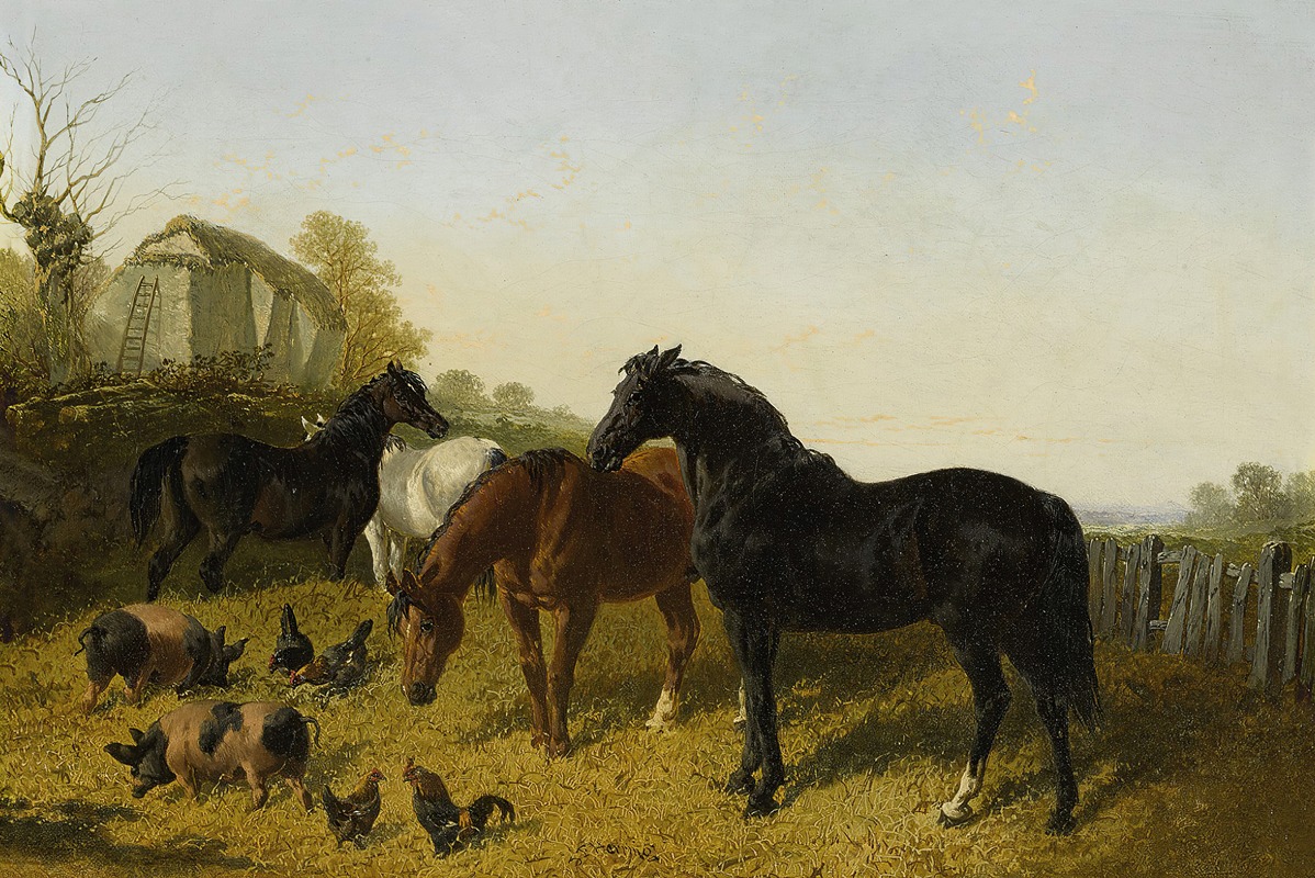 Horses And Chickens by Джон Фредерик Херринг-младший — digital art print download