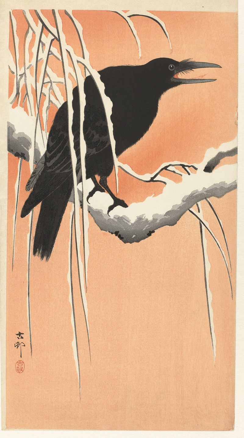 Crow on snowy branch by Охара Косон, 1900 - 1930 — digital art print download