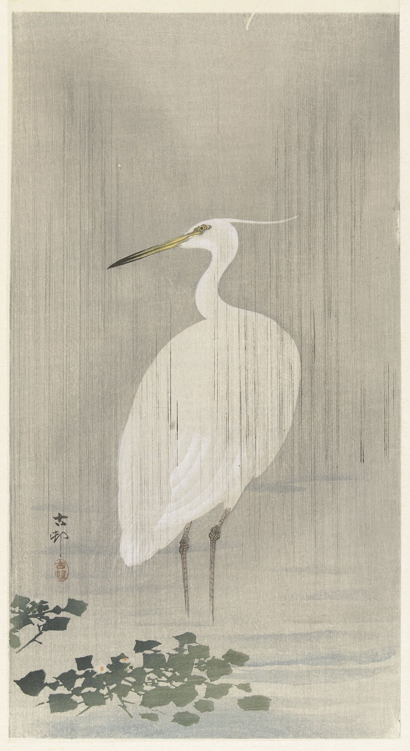 Egret in rain by Ohara Koson, 1900 - 1930 — digital art print download