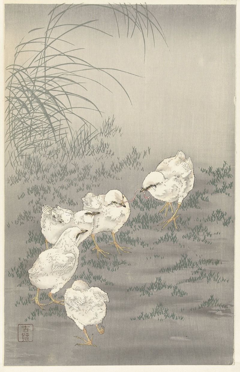 Five chicks by Охара Косон, 1900 - 1936 — digital art print download