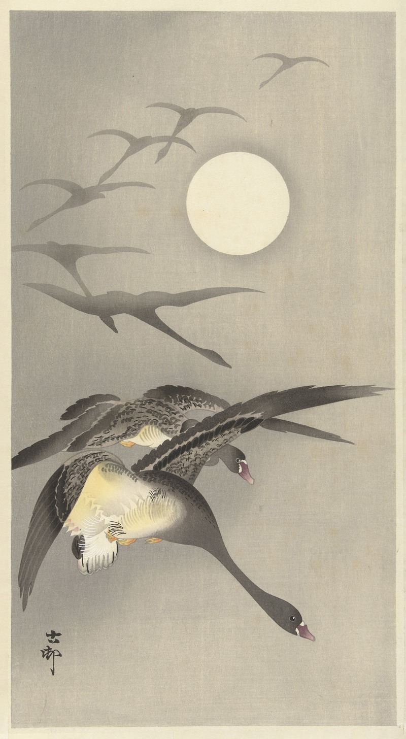 Geese at full moon by Охара Косон, 1930 - 1945 — digital art print download