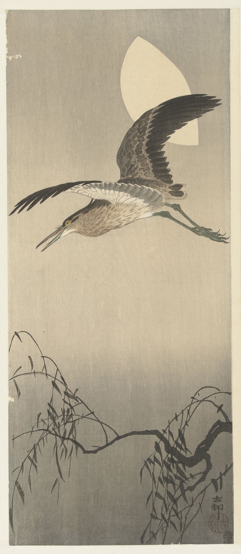 Heron and moon by Охара Косон, 1910 - 1930 — digital art print download