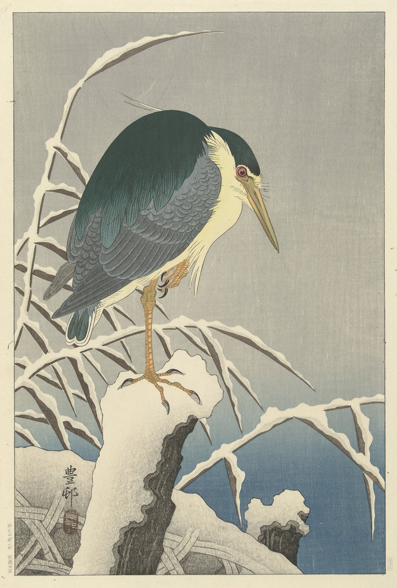 Heron in snow by Охара Косон, 1920 - 1930 — digital art print download