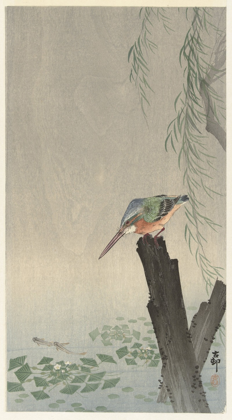 Kingfisher on tree stump by Ohara Koson, 1900 - 1936 — digital art print download