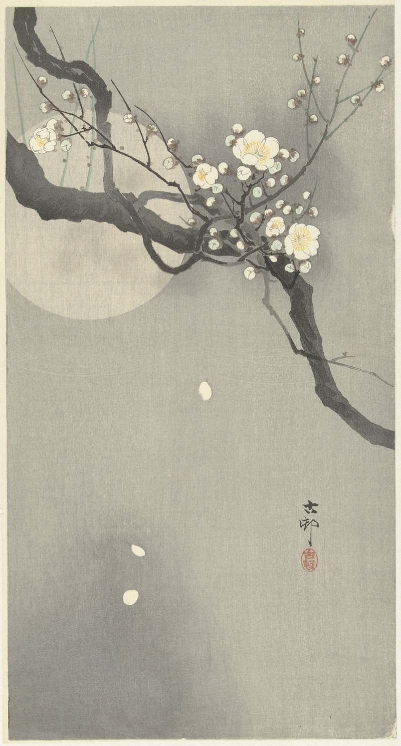 Plum blossom and full moon by Охара Косон, 1900 - 1936 — digital art print download