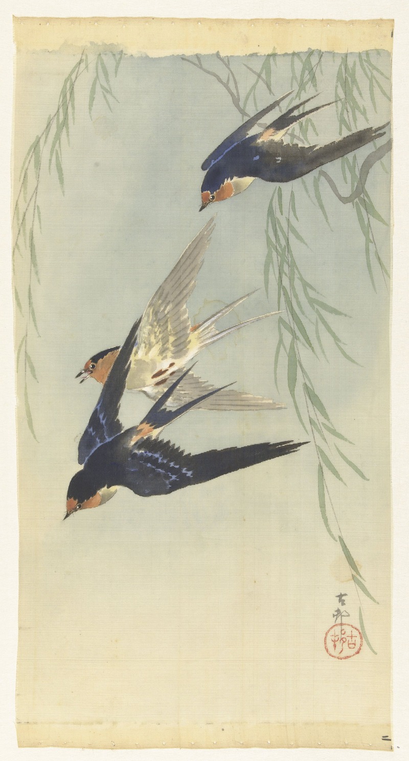 Three birds in full flight by Охара Косон, 1887 - 1945 — digital art print download