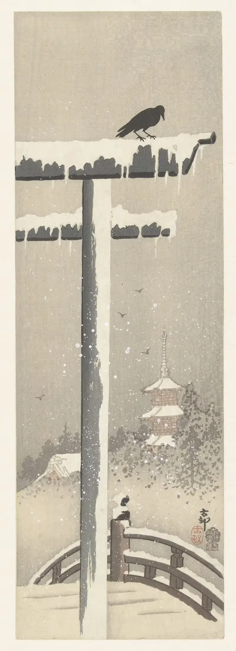 Тории в снегу by Охара Косон, 1900 - 1910 — digital art print download