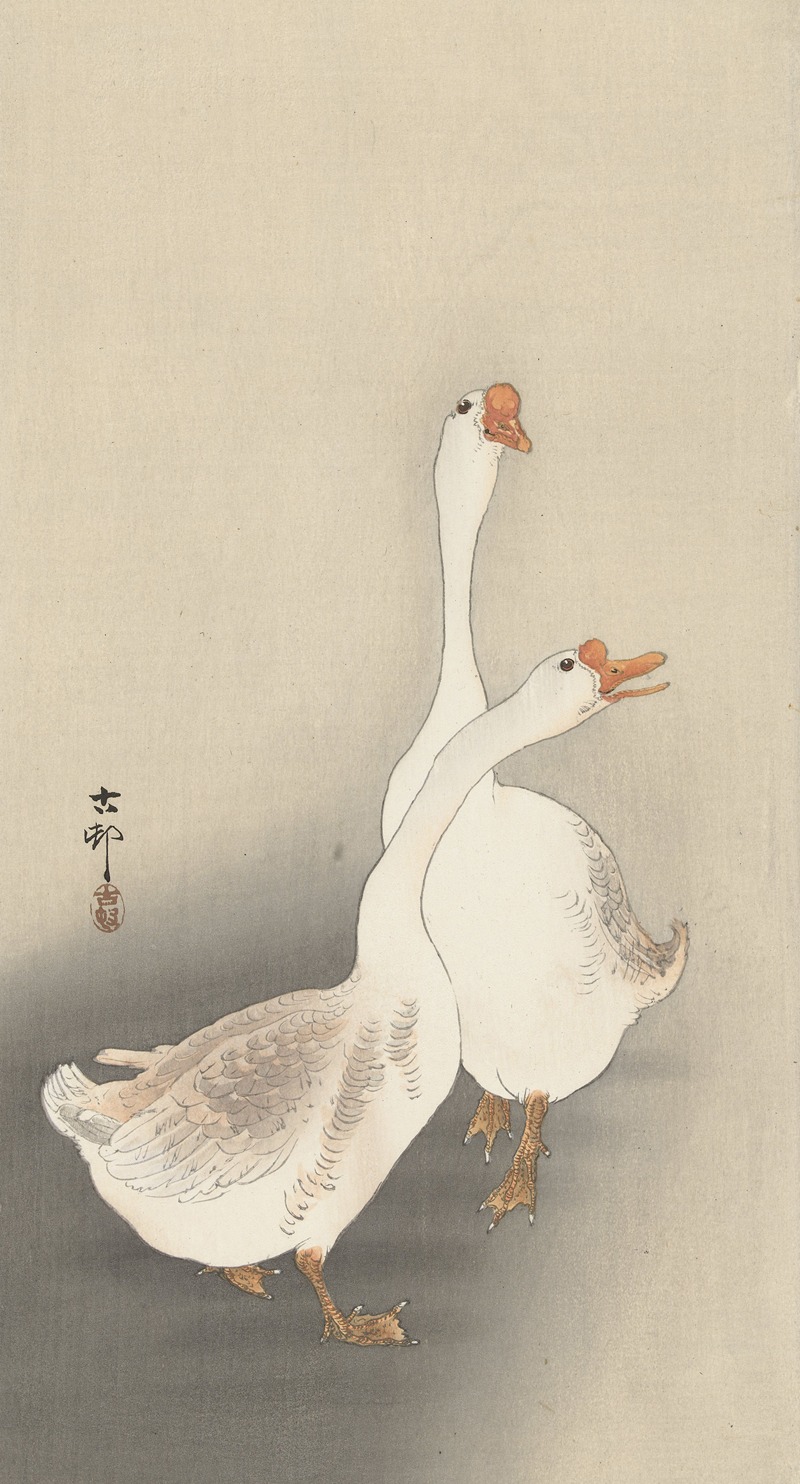 Two geese. by Охара Косон, 1900 - 1930 — digital art print download