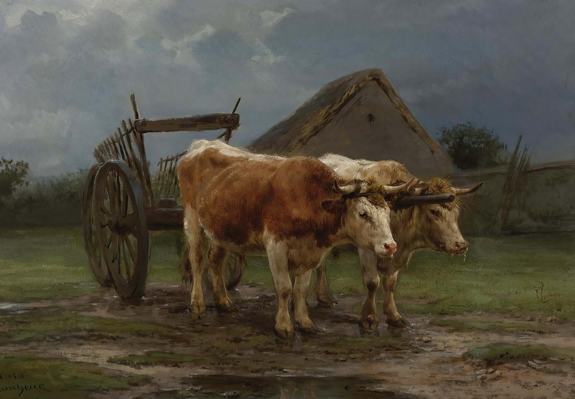 Oxen Pulling A Cart by Роза Бонёр — digital art print download