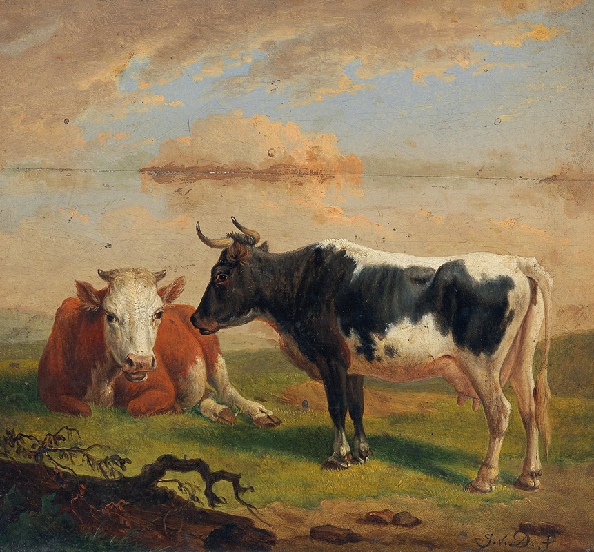 Cows in the Pasture by Alexander Johann Dallinger von Dalling — digital art print download
