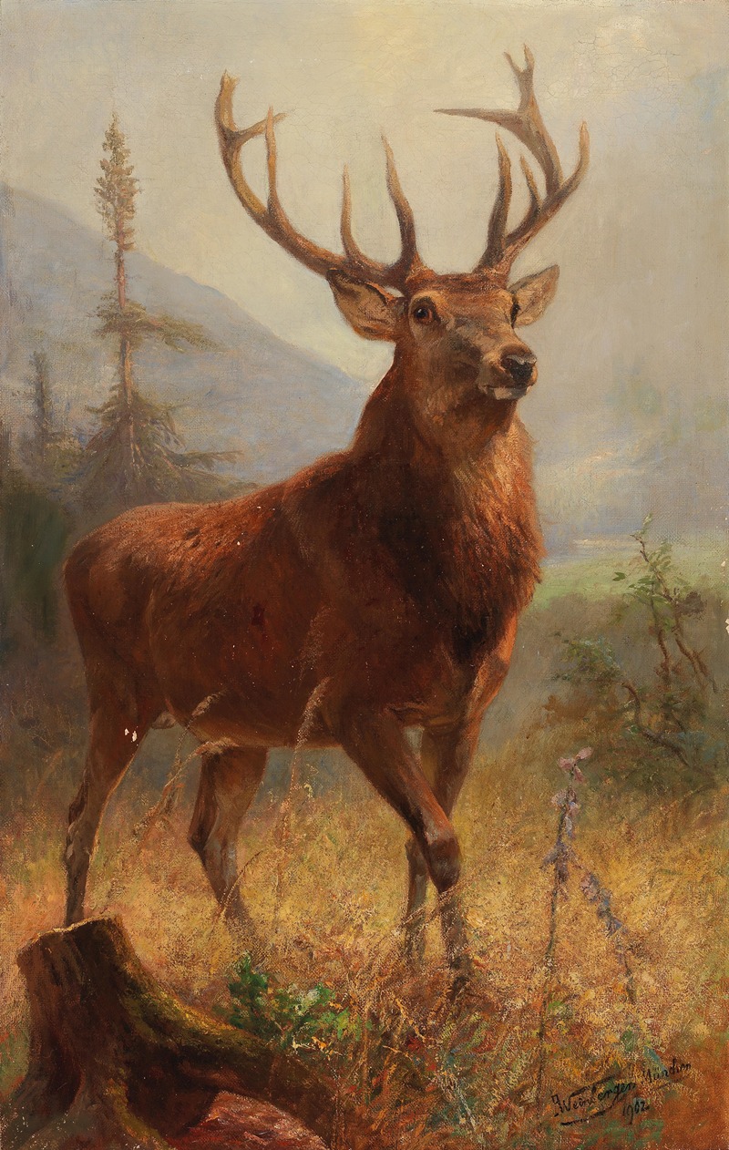 Trophy Stag in an Open Landscape by Антон Вайнбергер — digital art print download