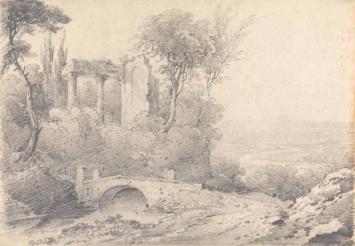 Landscape with Ruins and Bridge by Henry William Burgess — digital art print download