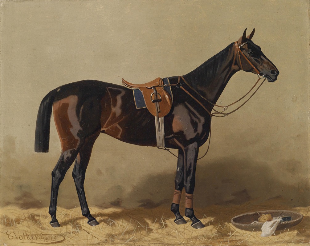 Gesatteltes Sportpferd by Эмиль Волькерс, 1895 — digital art print download