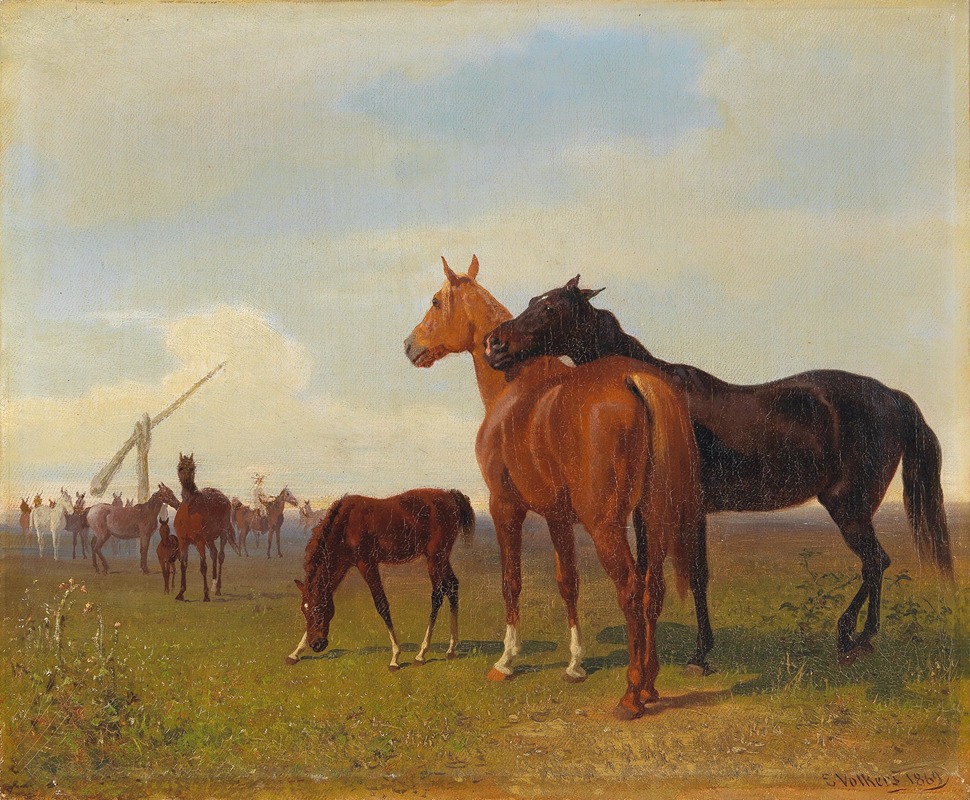 Horses on the Puszta by Эмиль Волькерс — digital art print download