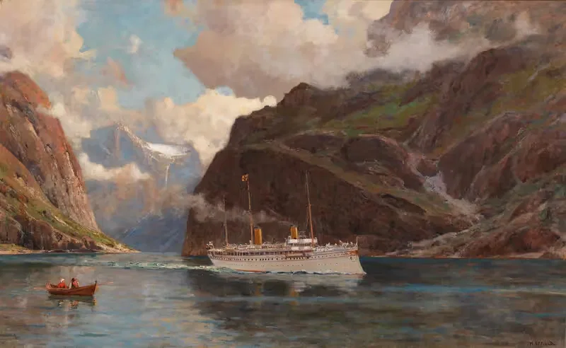 Fjord Landscape with Passenger Ship — Henry Enfield
