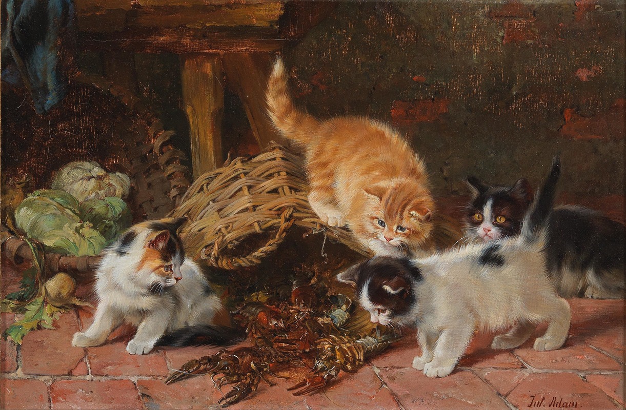 Kätzchen und Flusskrebse by Julius Adam the elder — digital art print download