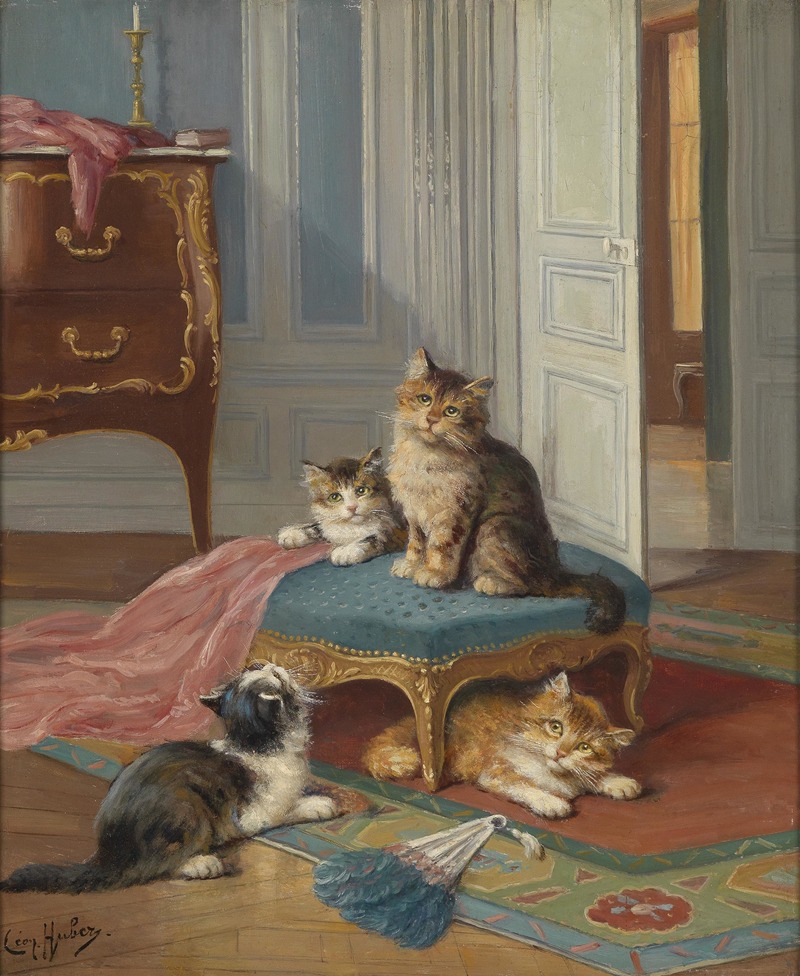 Die Katzenfamilie by Léon Huber — digital art print download