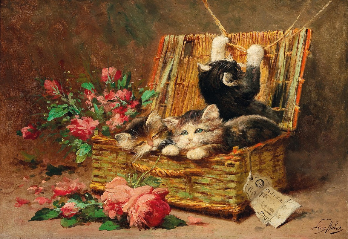 A Basket of Cats — Léon Huber