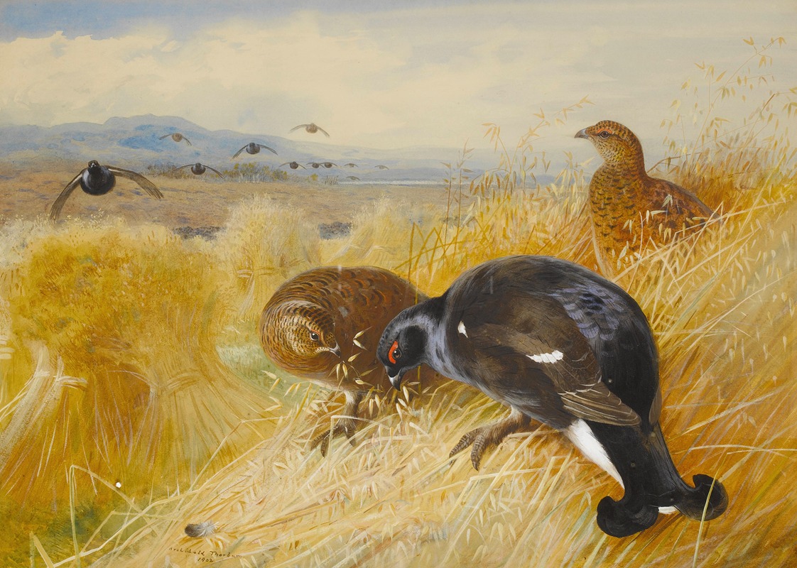 On The Stooks,Blackgame by Арчибальд Торберн, 1902 — digital art print download