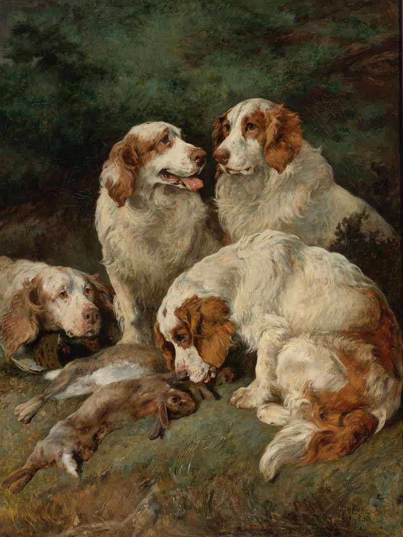 Clumber Spaniels With The day's Bag — John Emms