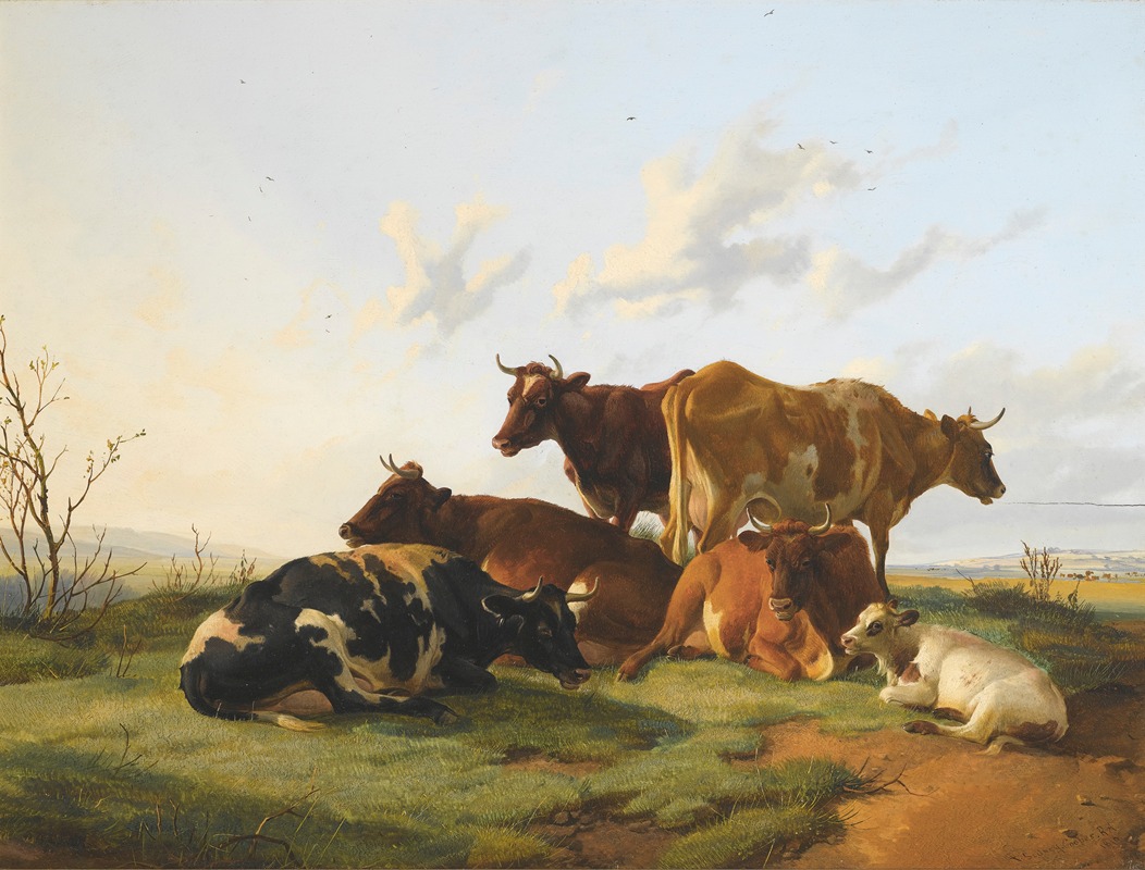 Cattle Grazing In Canterbury Meadows by Томас Сидни Купер, 1876 — digital art print download