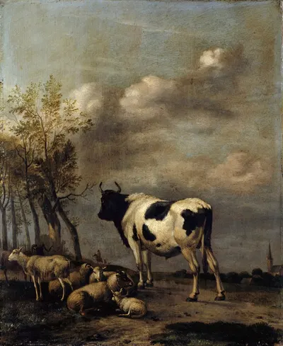 Pasturage with Black and White Bull by Albert Jansz. Klomp, 1663 — digital art print download