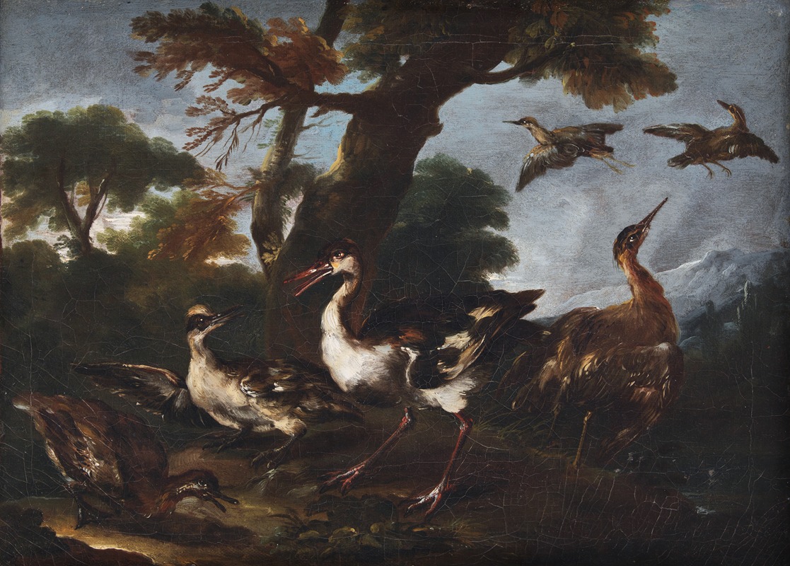 Landscape with Birds by Angelo Maria Crivelli, 1665 – 1730 — digital art print download