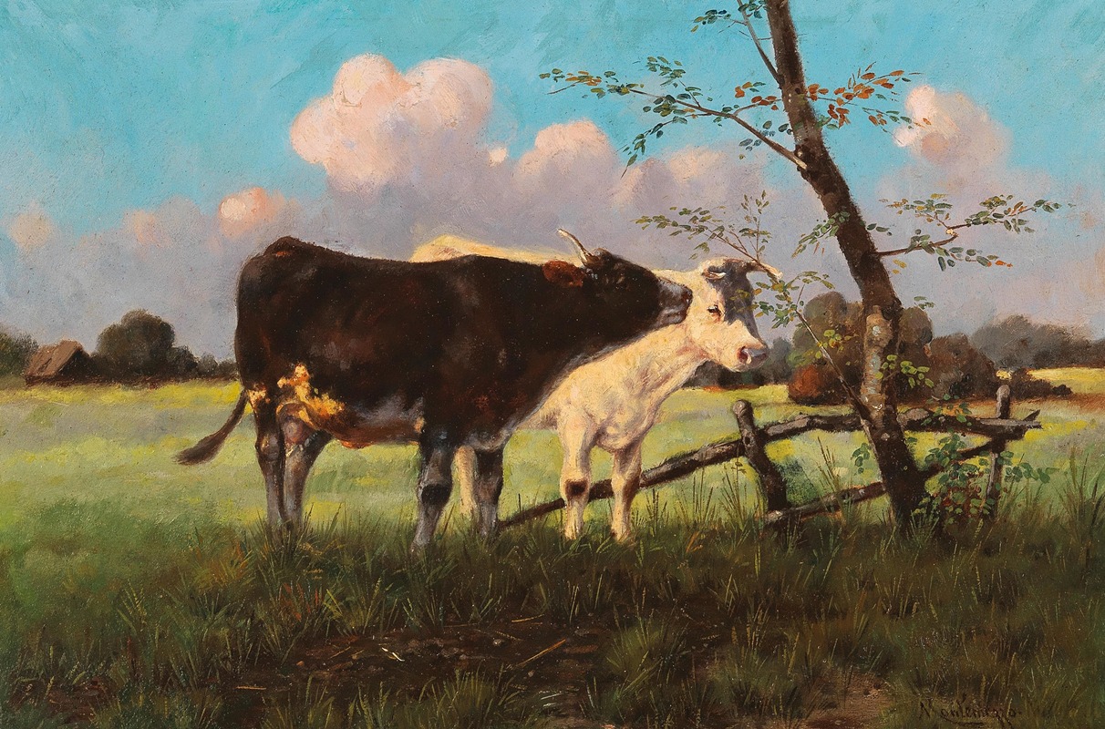 Cows in a Meadow by Antonio Montemezzo — digital art print download