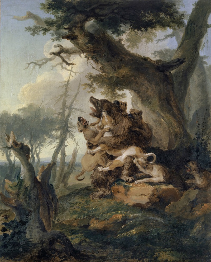 Bear, Attacked by a Pack of Hounds — Caspar Wolf