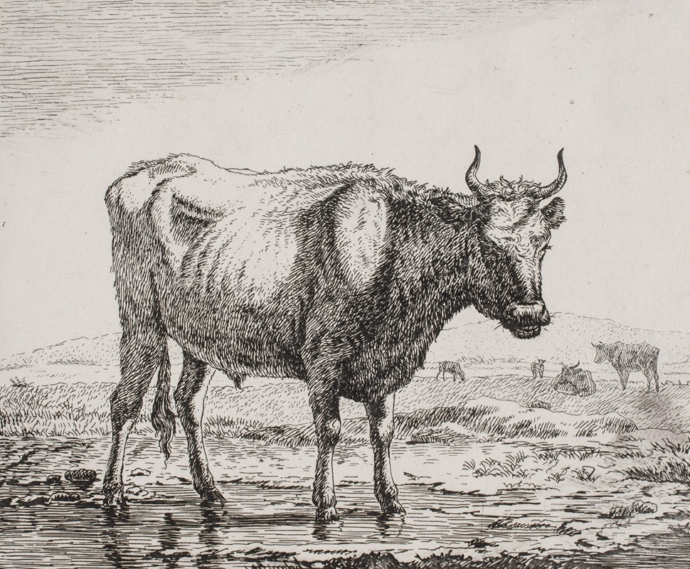 Stående ko ved vandhul by Кристиан Хольм, 1820 – 1821 — digital art print download