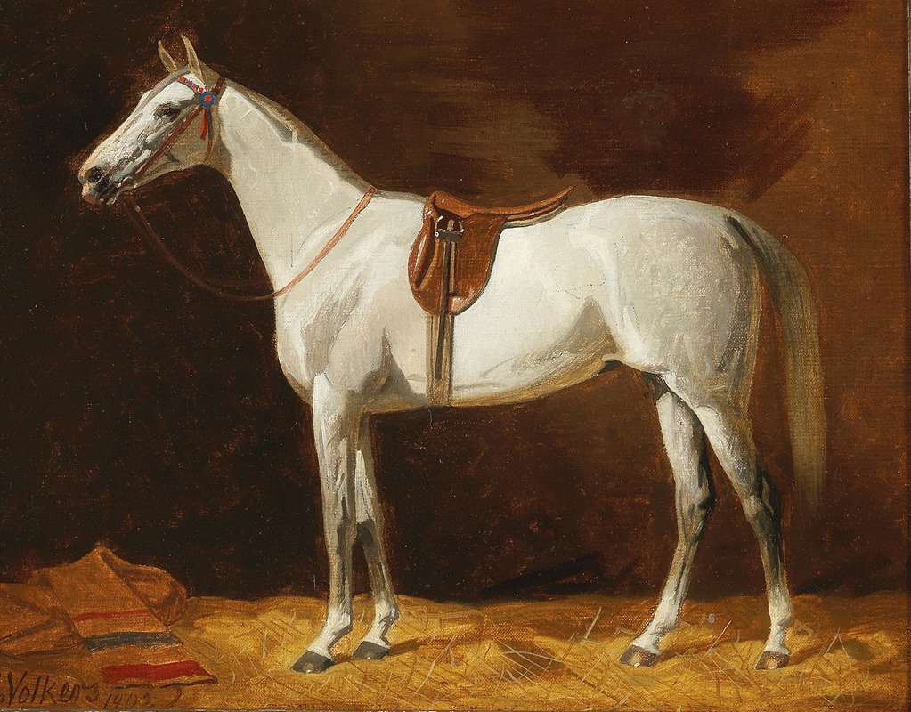 A White Horse by Emil Volkers, 1902 — digital art print download