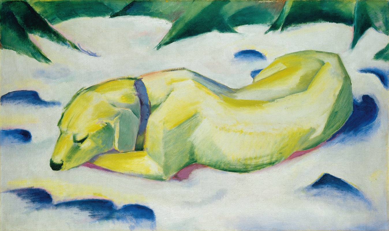 Dog Lying in the Snow by Франц Марк — digital art print download