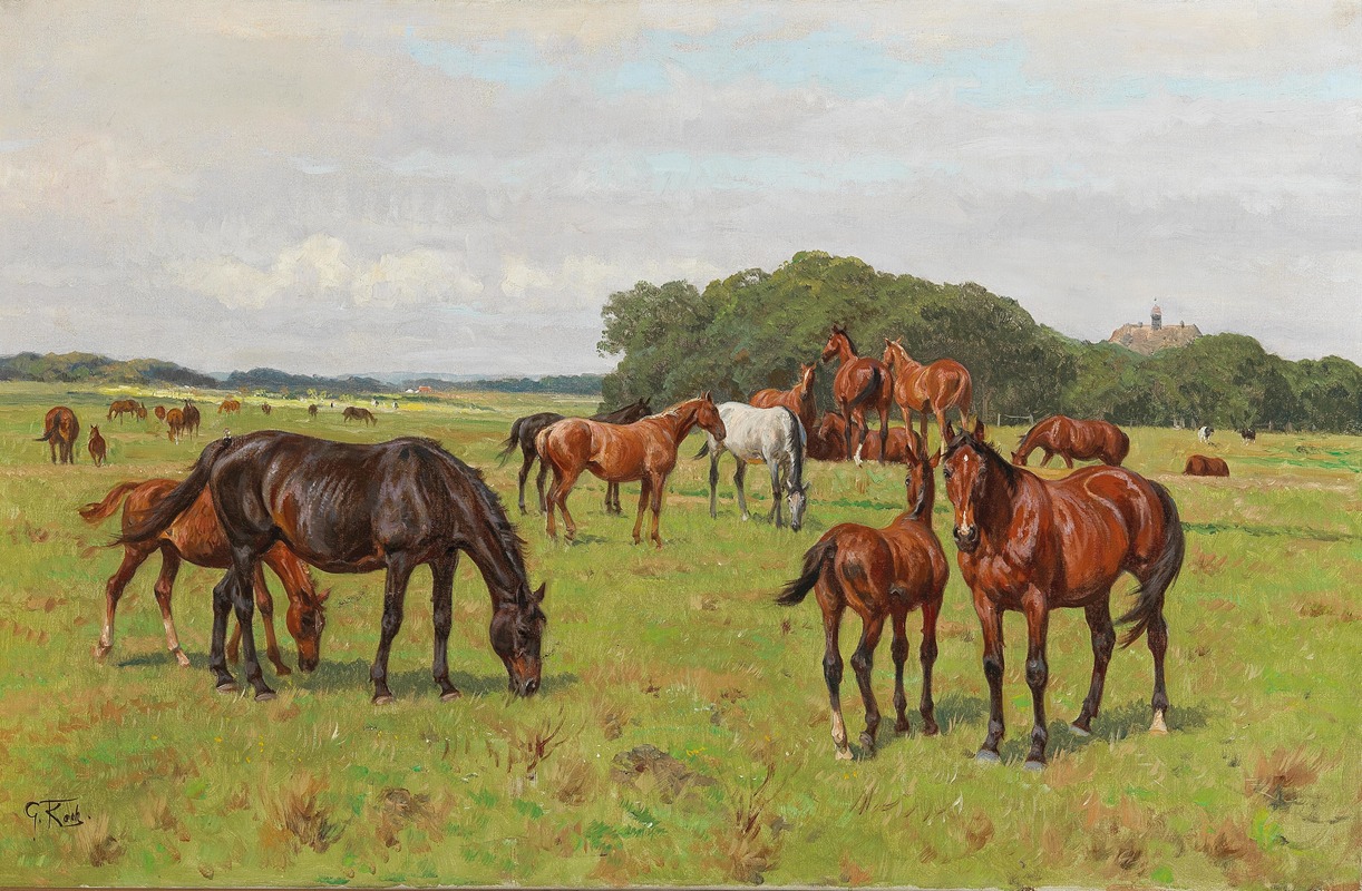Horses in a Meadow by Георг Карл Кох — digital art print download
