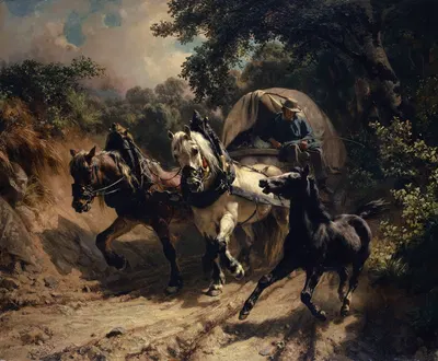 Messenger Carriage in a Hollow Way by Иоганн Рудольф Коллер, 1855 — digital art print download