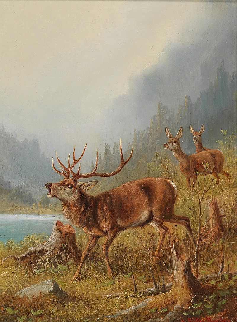 A Bellowing Stag by Мориц Мюллер — digital art print download