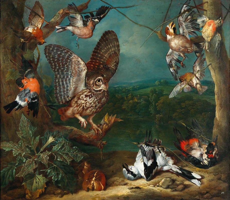 An owl and other birds by Philipp Ferdinand de Hamilton — digital art print download