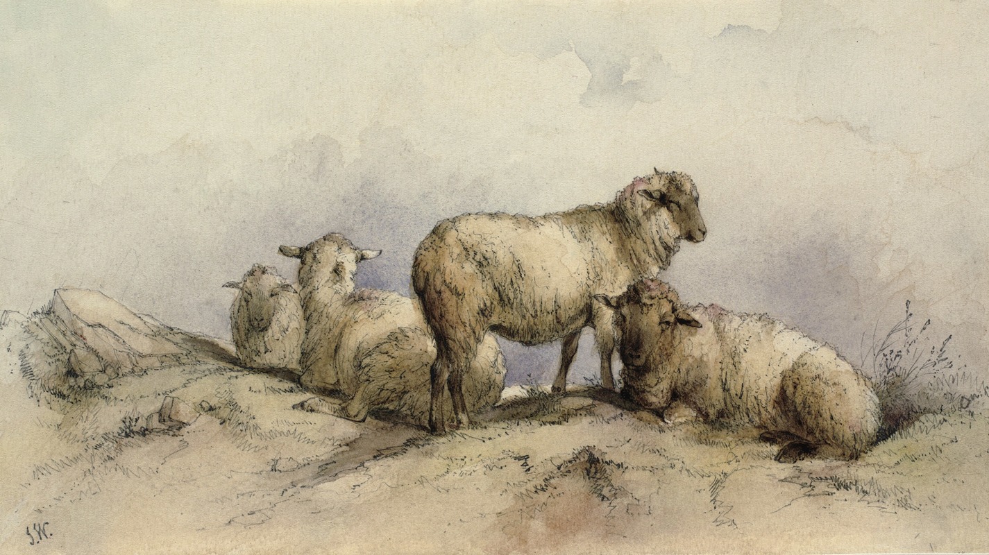 Sheep in a landscape by Аноним, 1800 – 1899 — digital art print download