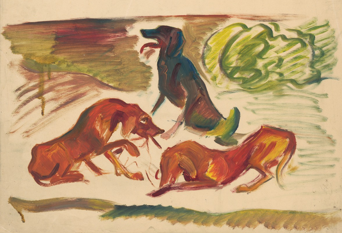 Dogs in a Landscape by Арнольд Петер Вайс-Кубинчан, 1935–1944 — digital art print download