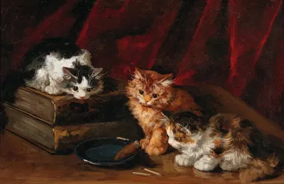 Perplexed Kittens by Артур-Алфред Брунель де Нёвиль — digital art print download