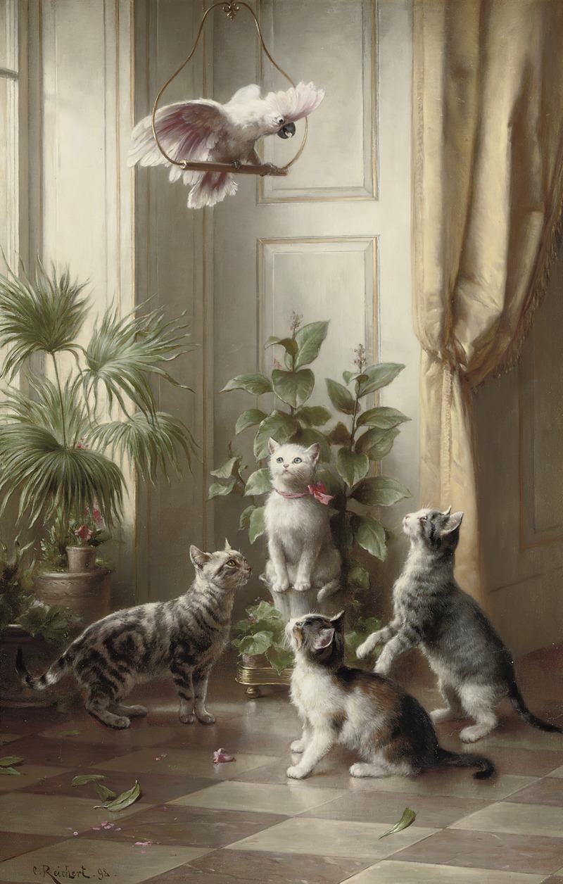 Cats and the cockatoo — Carl Reichert