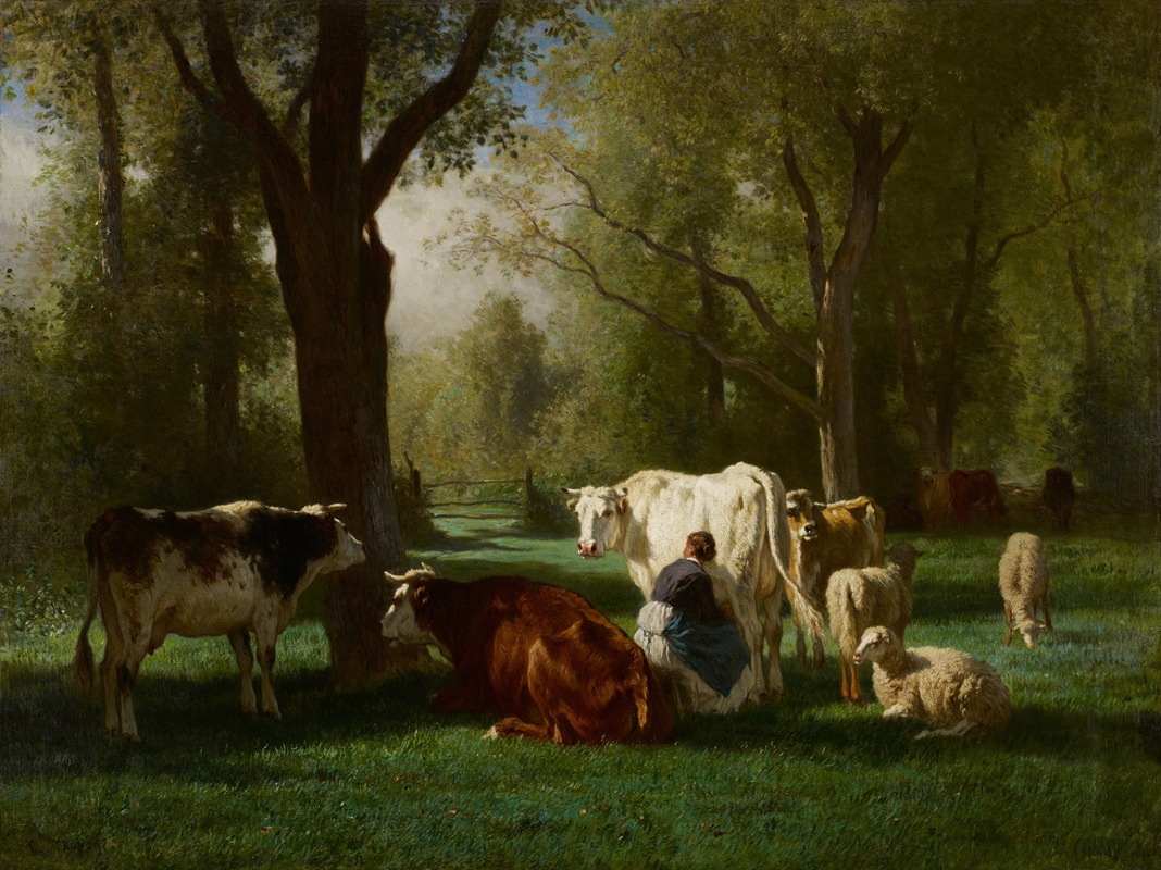 Landscape With Cattle And Sheep by Констант Труайон — digital art print download