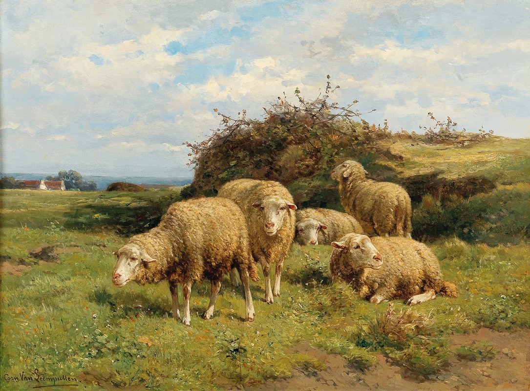 Sheep In A Meadow by Корнелиус ван Лемпуттен — digital art print download