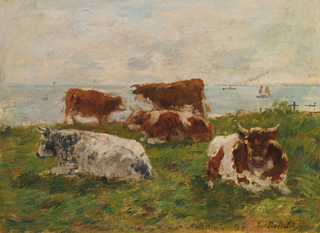 Vaches Au Pré Au Bord De La Me — Eugène Boudin
